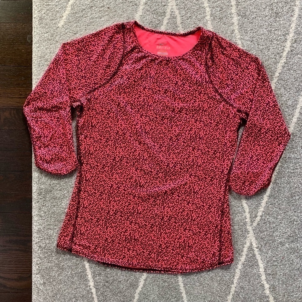Nike Dri-Fit 3/4 Sleeve Orange and Black Top